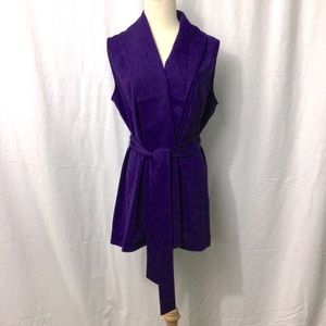 Calvin Klein Purple Belted Shawl Collar Vest Sz M